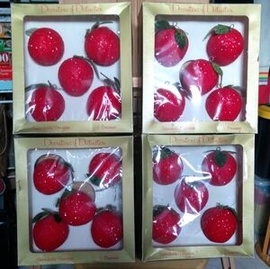 Vintage 1960s Sparkle Apple Christmas Ornaments🍎🎄